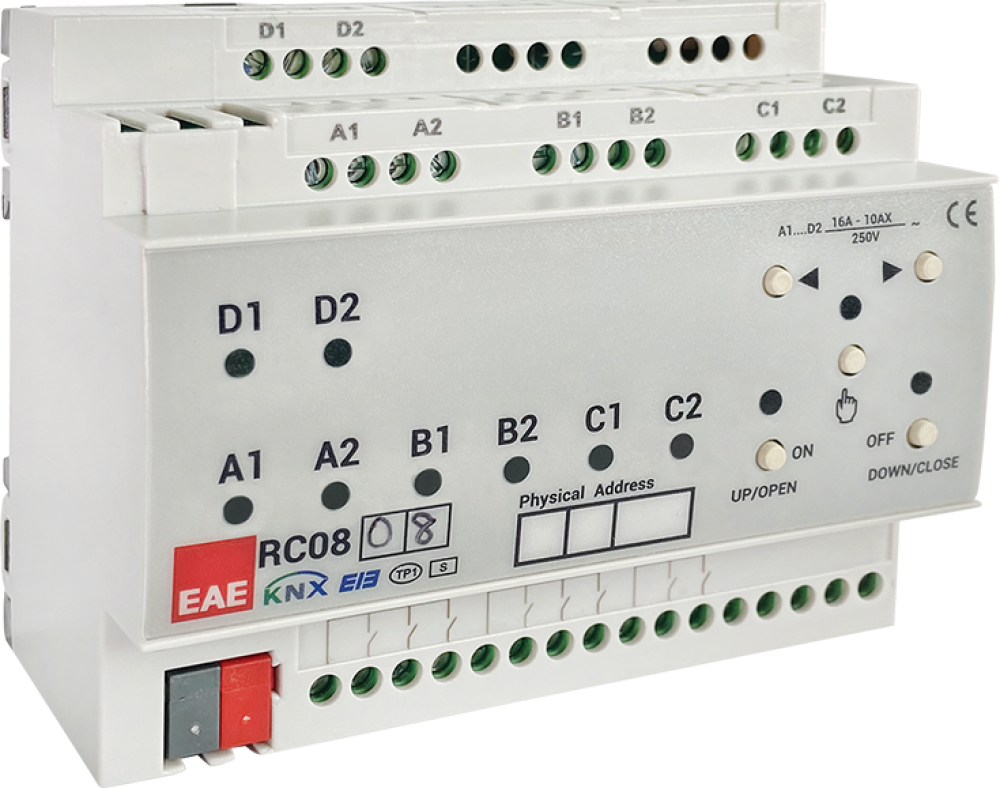 Actionneur KNX RCU0808 EAE 8 sorties 8 entrées rail DIN